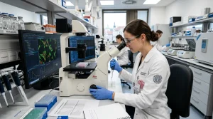 Studium na českých univerzitách | Vše co potřebujete vědět na StudujVejšku.cz 4 Vědecká pracovnice a doktorandka s titulem Ph.D. analyzující vzorky pod mikroskopem v univerzitní laboratoři