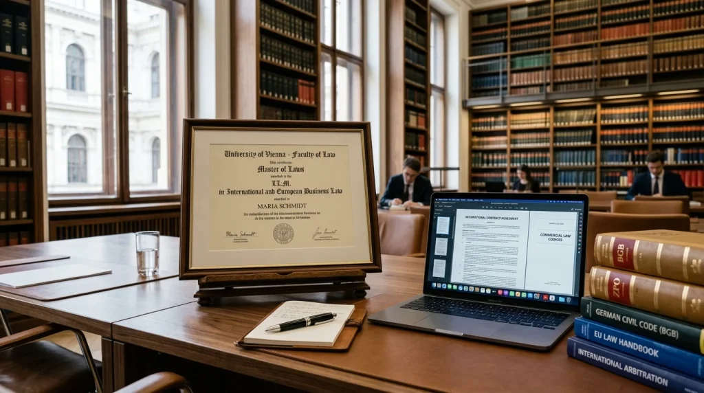 Titul Master of Laws LL.M. diplom a právnická literatura v knihovně
