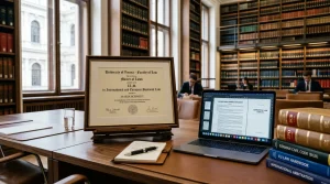 Titul Master of Laws LL.M. diplom a právnická literatura v knihovně